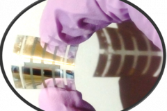 <a href="https://polyopto.wp.st-andrews.ac.uk/research-areas/organic-solar-cells/">Organic Solar Cells </a>  <br/>A flexible organic solar cell, fabricated in the OSC laboratory